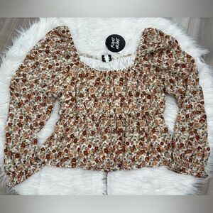 🆕 Planet Heart Floral Blouse with Earthy Tones Size XL
